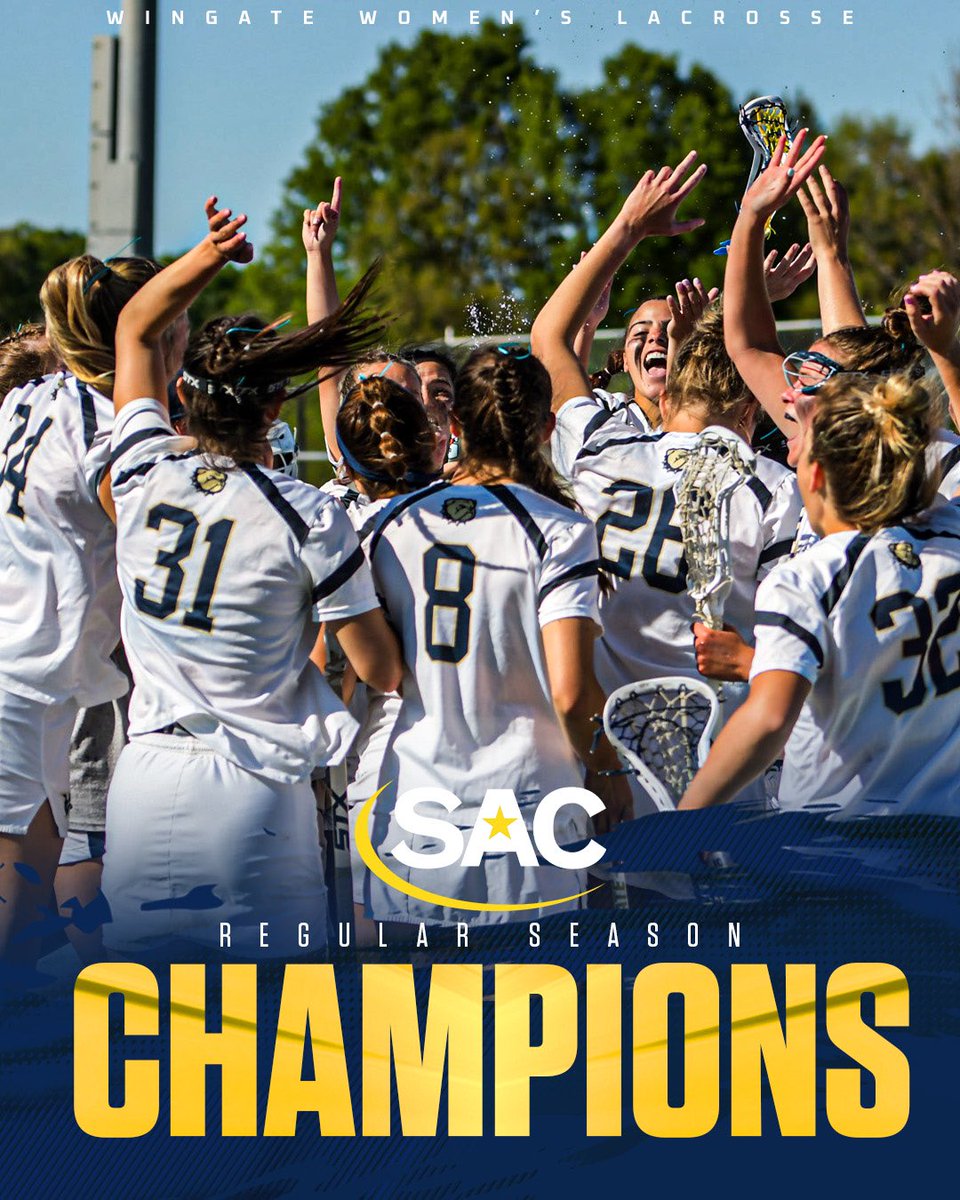 🏆 SAC CHAMPS 🏆 For the second straight year @Wingate_WLax captures the regular season SAC title! ‘Dogs are 19-1 in league play the last 2 years! Next up ➡️ SAC semis April 24 at Irwin Belk Stadium! #OneDog