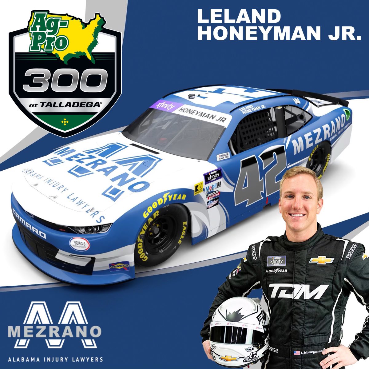 Excited to be partnering with @MezranoLaw this weekend in Talladega! Ready to get after it.