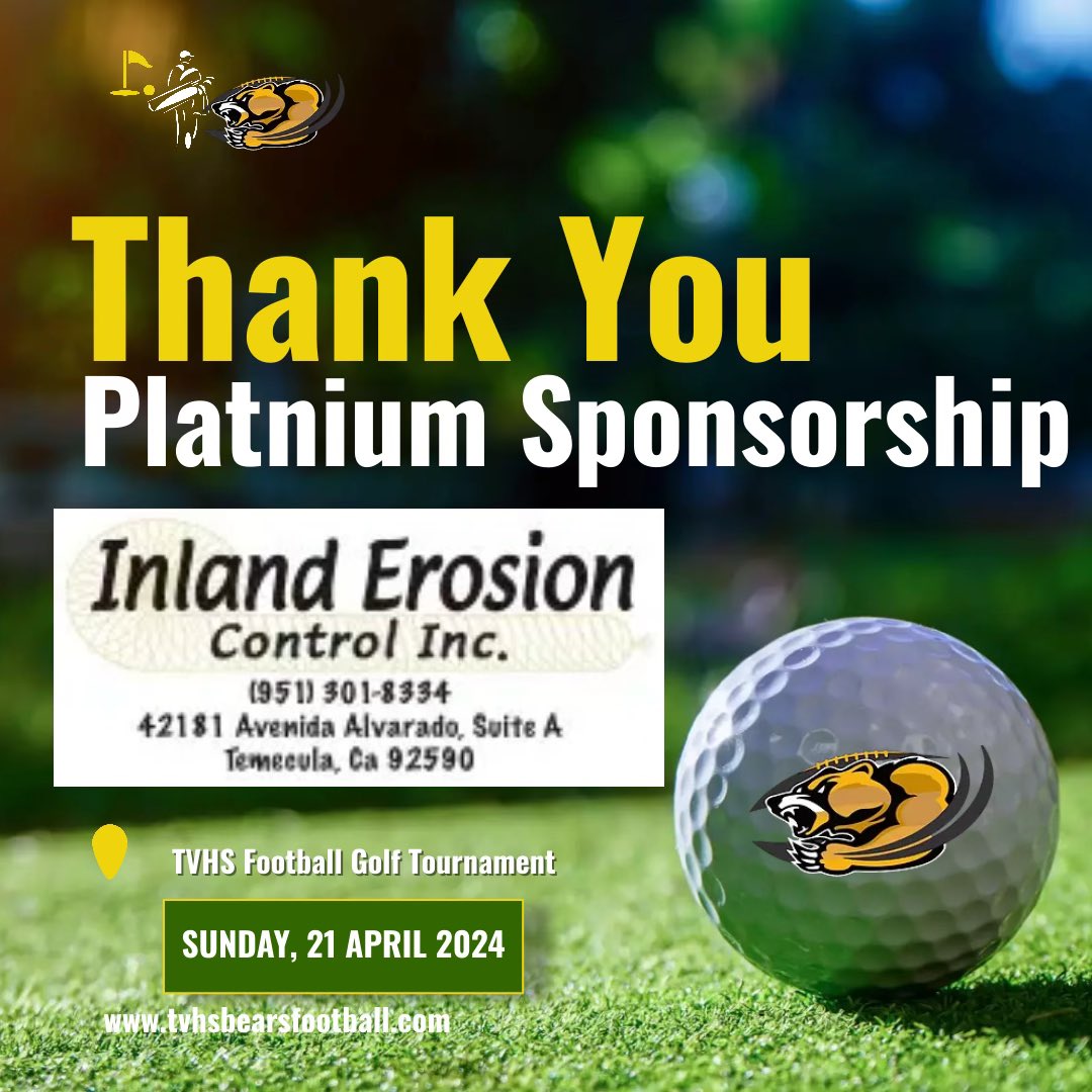 We have our annual Golf tournament coming up this Sunday at Cross Creek. We wanted to take a minute and thank our sponsors. Thank you for supporting your Golden Bear football program.