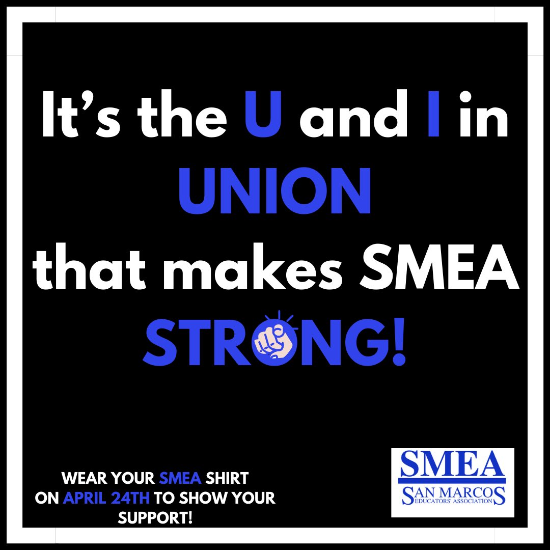 We are the union! #Weareinthistogether #SMEAteachers #smeablue #unionstrong #WEARESMEA