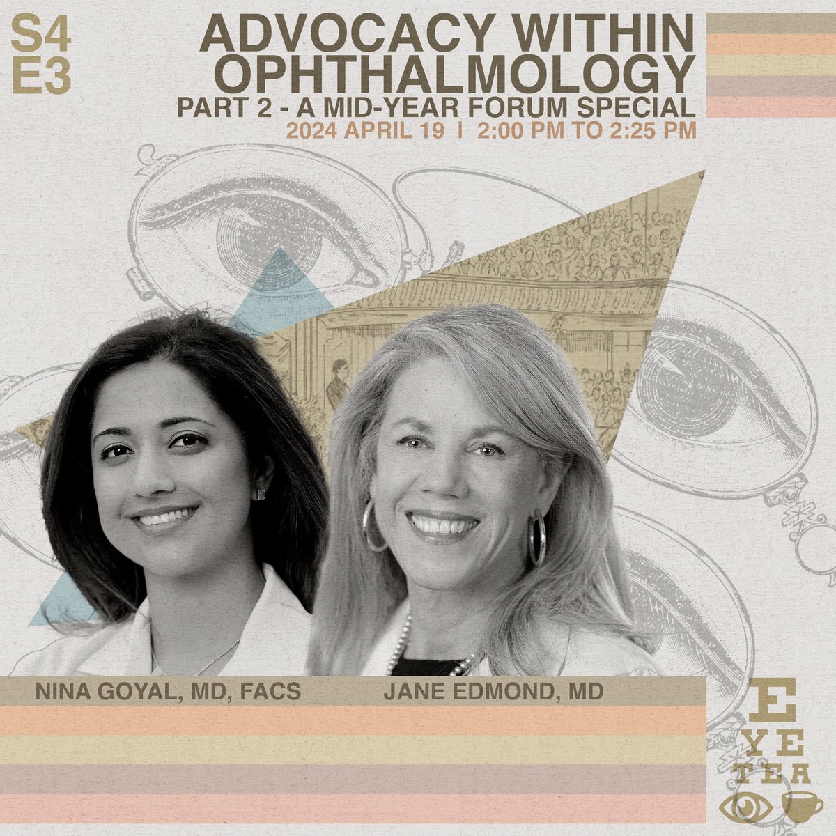 For Part 2 of our series on Advocacy within Ophthalmology, join us on Friday April 19th at 2PM EST for an engaging conversation with Dr. Nina Goyal and Dr. Jane Edmond! You don’t want to miss this! Link to register: us06web.zoom.us/meeting/regist…