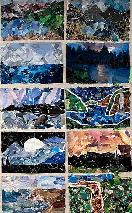 Impressionistic Landscape Collages- ART 7/8 option- working with values.#EICSGlow