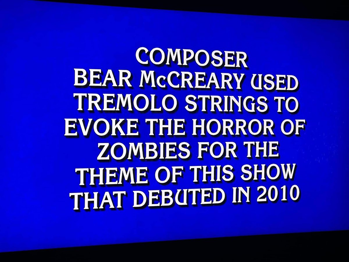 Well… I have arrived! This was a clue on @Jeopardy today. Would you know the answer? 🤘🏼🐻 (Huge thanks to my buddy Mark Banning for grabbing this pic!)