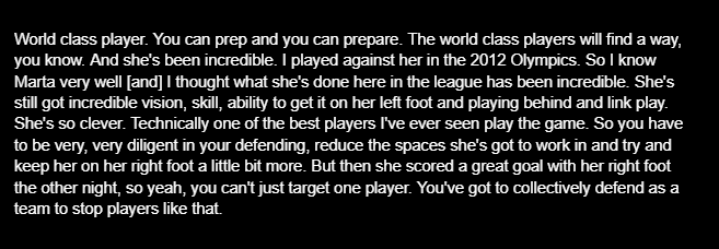 Casey Stoney on playing against Marta this weekend and preparing for her, both as a player and a coach: #MakeWaves #VamosPride