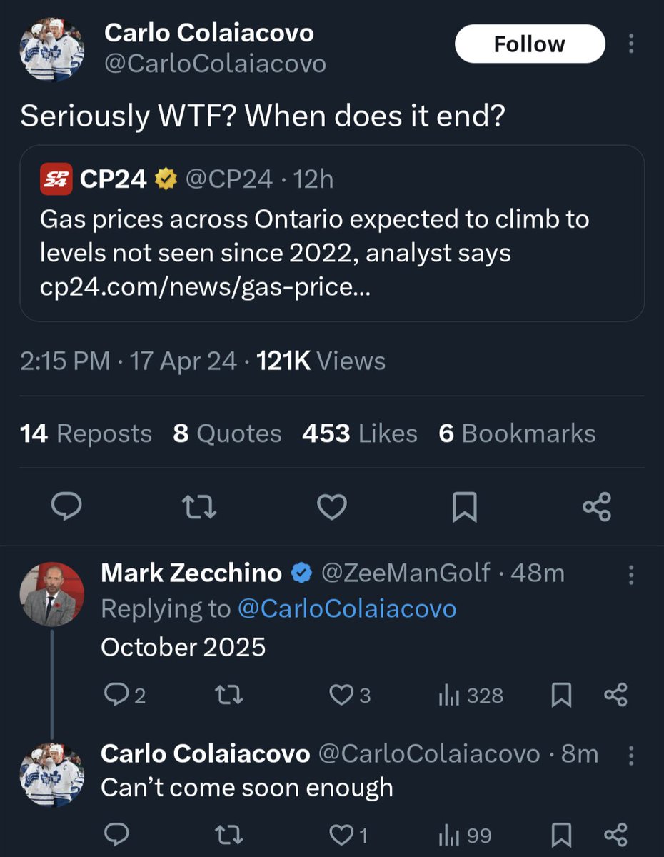 Gas in Ontario is going up tonight. Better be sure to blame Trudeau, guys!

Hurry up, get your hot takes in!