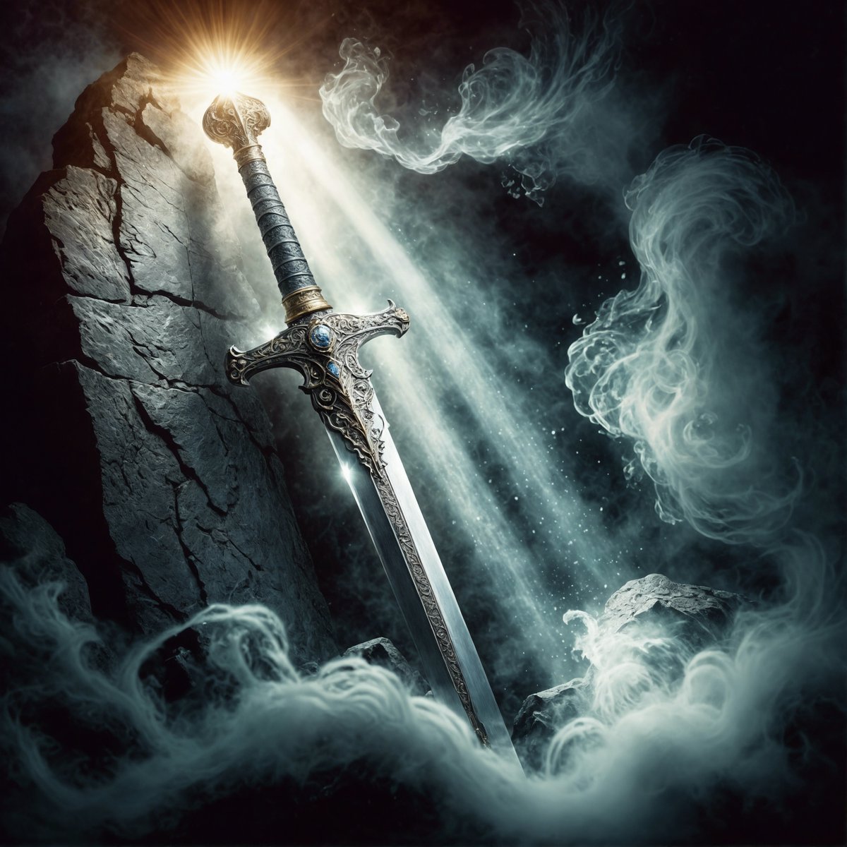 'Here, my son, take Excalibur, This blade, this shaft of light, Take and wield it with a valiant heart, For it shall lead you in the fight.'