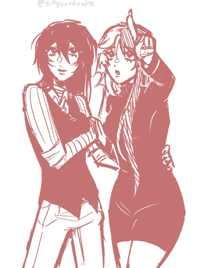 girlfriends doodle (theyre looking at clouds shaped like weenies) #sigzai