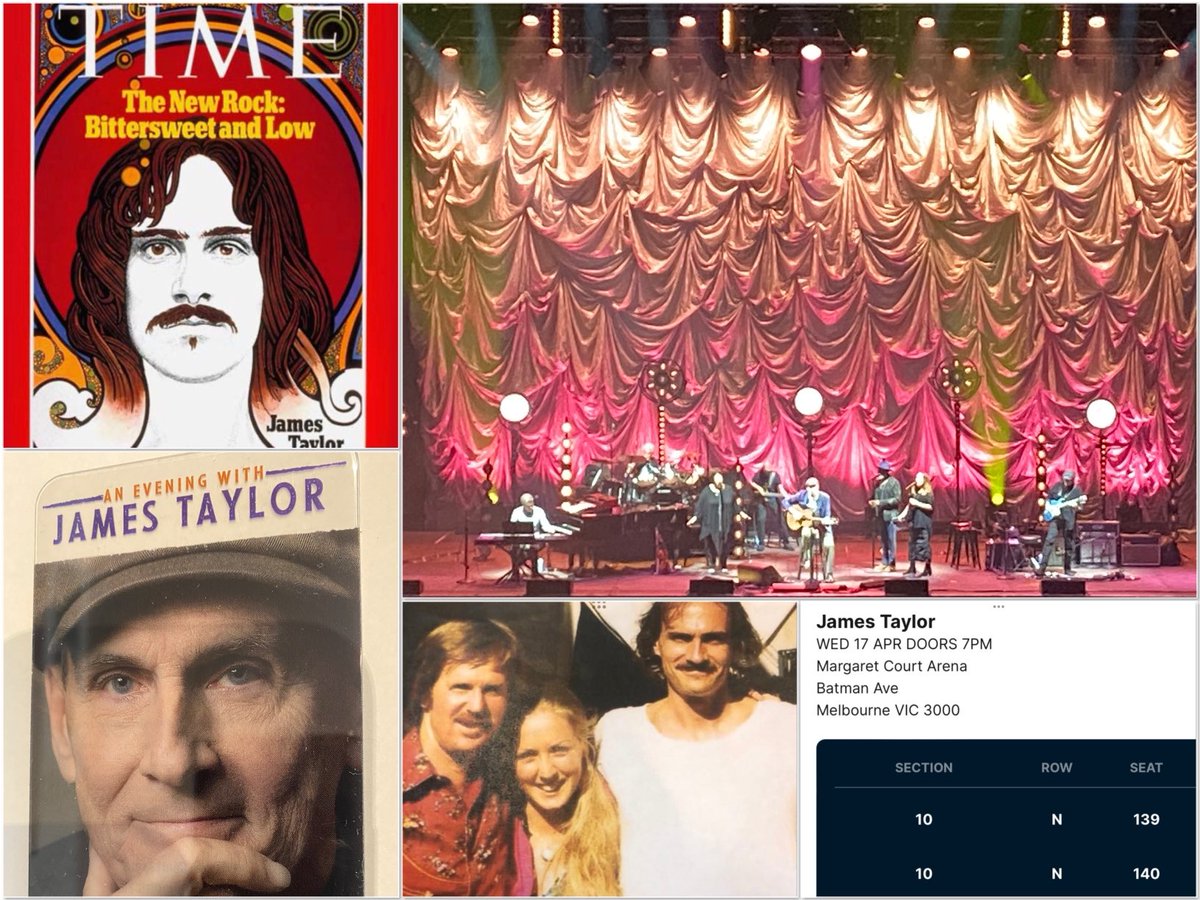 TerenceXroads's tweet photo. Great show in Melbourne last night with the legend, the cool,  @JamesTaylor_com and Laurie and Josie get to connect with an old buddy from their days in California 

https://t.co/mXbe9KRAqZ https://t.co/ud1iWHfTD0