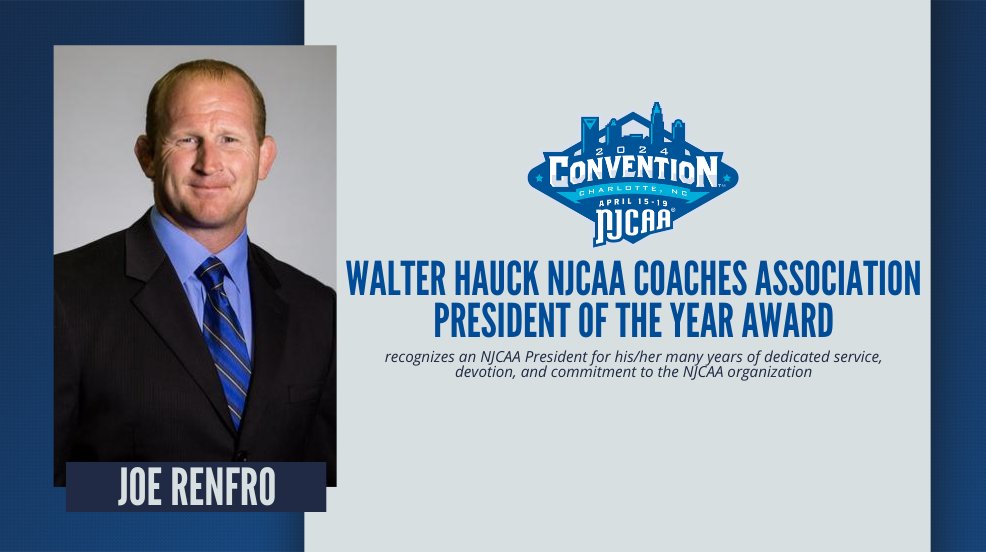 Joe Renfro has been awarded the 2023-24 Walter Hauck NJCAA Coaches Association President of the Year award! @NEONorsemen Renfro has dedicated many years of service, devotion, and commitment to the NJCAA organization. 💻njcaa.org/general/2023-2…