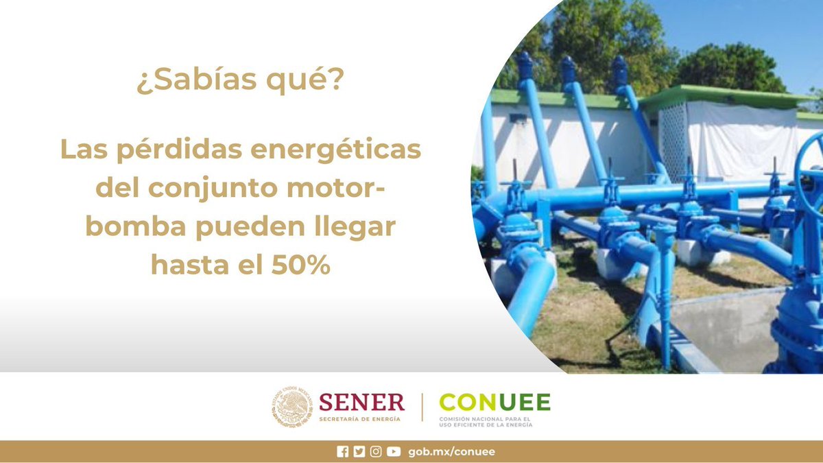 #SabiasQue La @CONUEE_mx cuenta con una sección donde podrás encontrar la información más relevante en el tema de #EficienciaEnergética en sistemas de #BombeoDeAguaPotable 👉bit.ly/3MHKdDA