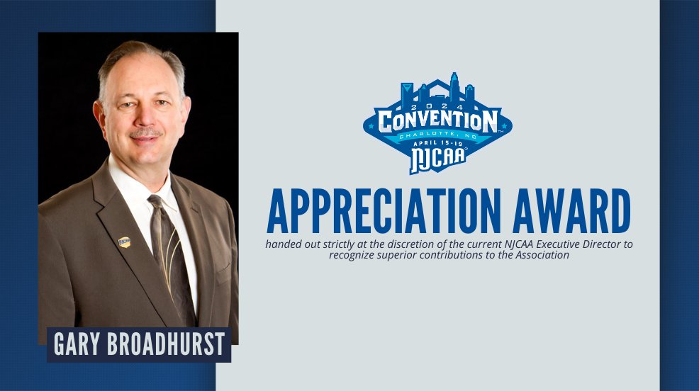 Gary Broadhurst has been named the recipient of the 2023-24 NJCAA Appreciation Award! @MVCCAthletics This award is handed out strictly at the discretion of the current NJCAA President & CEO and recognizes superior contributions to the Association. 💻njcaa.org/general/2023-2…