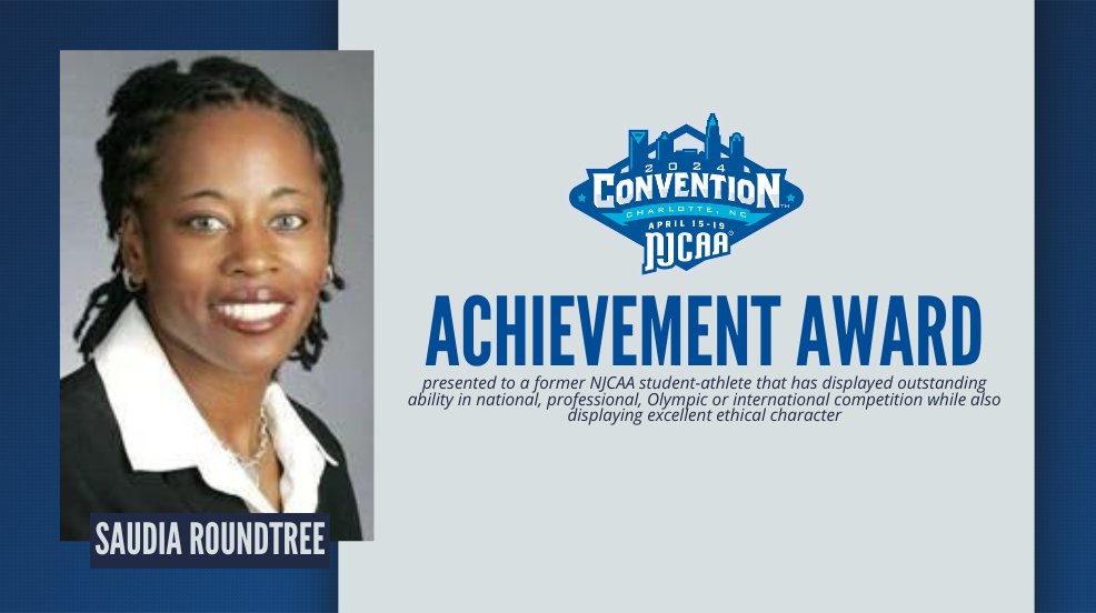 Former ABL player, Saudia Roundtree, has been named the 2023-24 Achievement Award winner! @kcrangernation Roundtree has found great success at the professional level while also displaying excellent ethical character. 💻njcaa.org/general/2023-2…