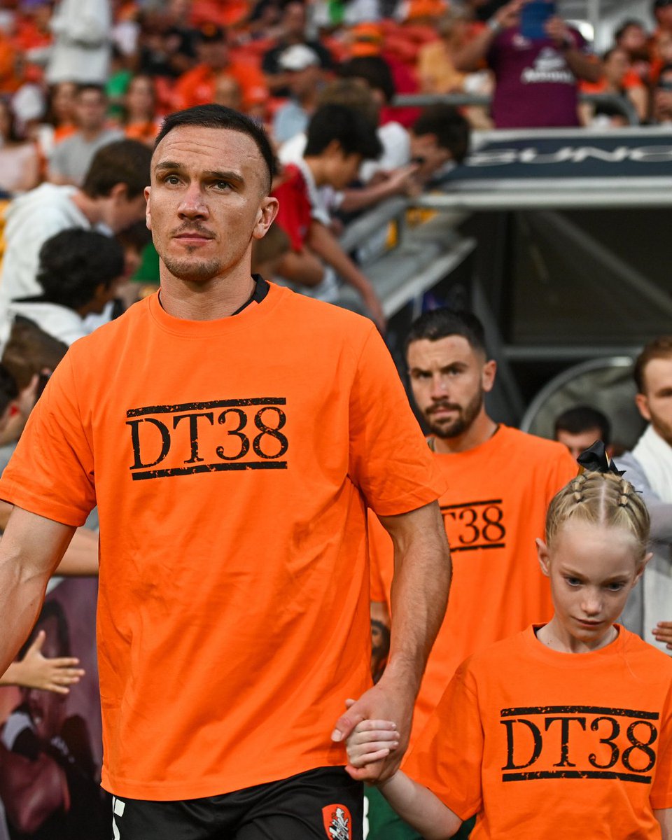 Today marks 10 years since the passing of Dylan Tombides 🧡 Brisbane Roar is proud to support DT38 in raising awareness for testicular cancer. Captain Tom Aldred led the squad onto the pitch wearing a special DT38 t-shirt last weekend 🦁