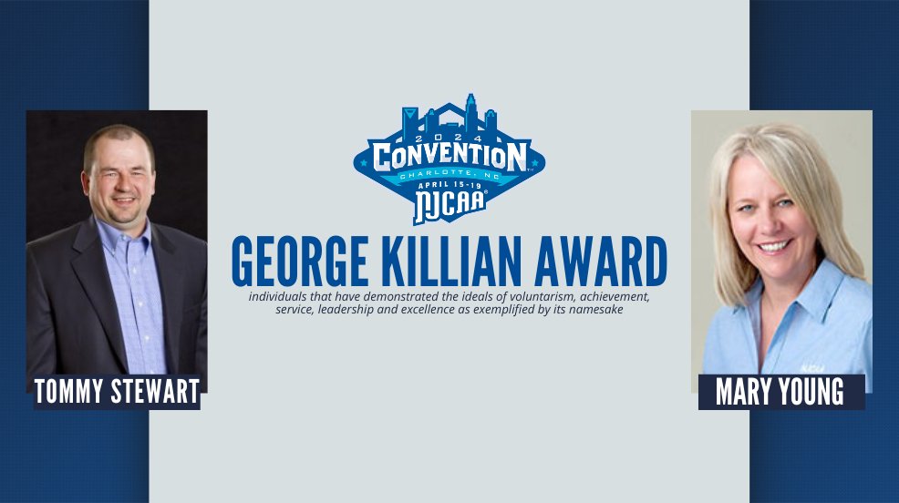 Tommy Stewart and Mary Young have been named the 2023-24 George E. Killian Award of Excellence! @HolyokeCC and @CCCRaiders Stewart and Young have demonstrated the ideals of voluntarism, achievement, service, leadership, and excellence. 💻njcaa.org/general/2023-2…