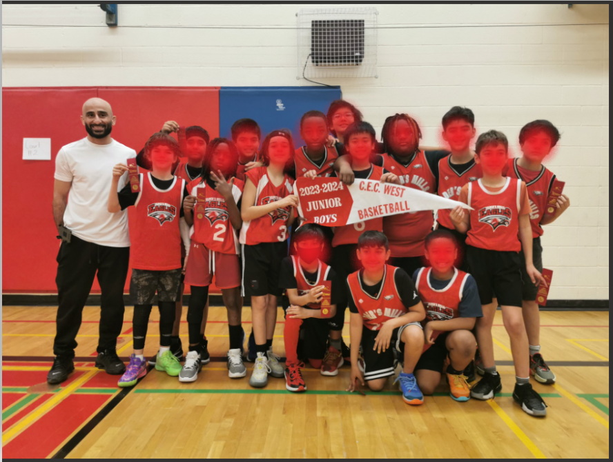 Felicitations to the Junior Boys Basketball team!  They won the area tournament today!  Merci to coaches M. Kakar and M. Childs (behind the camera) and to the awesome team of players!  Way to go Eagles!