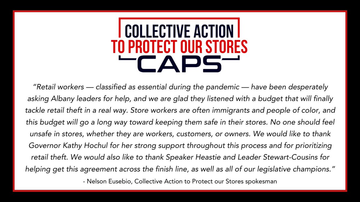 Thank you again @GovKathyHochul, Assembly Member @MannyDeLosSanto, and State Senator @jess_scarcella for championing our cause to #FightRetailTheft and #ProtectOurStores!