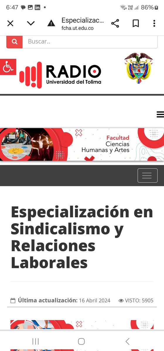 Felicitaciones a la @Uni_Tolima por la apertura de esta especialización en Sindicalismo y Relaciones Laborales. El derecho laboral debe enseñarse desde los derechos humanos, con especial énfasis en el respeto y el deber de fomento de la libertad sindical.

fcha.ut.edu.co/52-especializa…