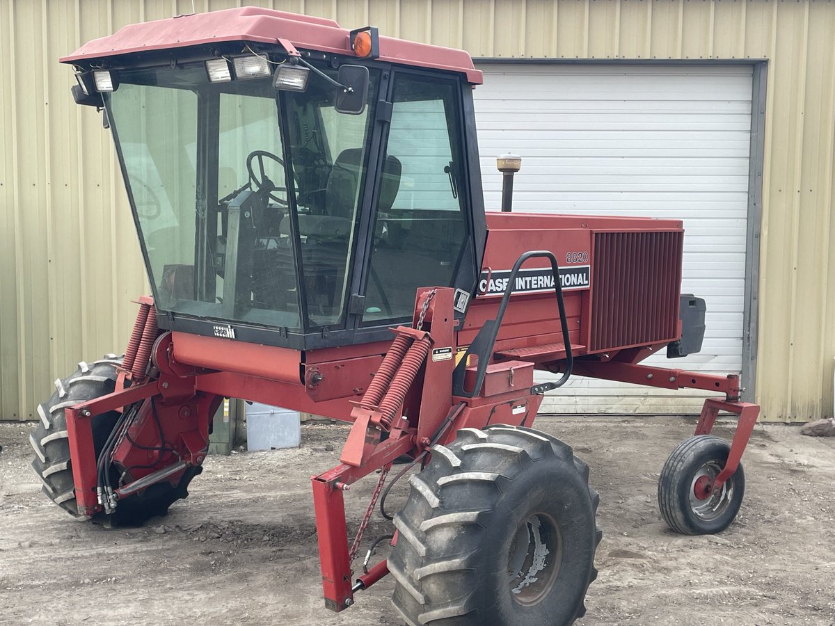 Case IH 8820 swather with 30’ finger reel for sale at Dakota Auctioneers big sale in Leeds next Wednesday, April 24th. dakotaauctioneers.com/auction-calend…