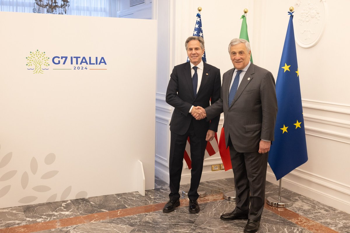 Today I met with Italian Foreign Minister @Antonio_Tajani to expand our collaboration on countering foreign disinformation and propaganda. We also discussed shared concerns on the dire humanitarian situation in Gaza and our unwavering commitment to support Ukraine.