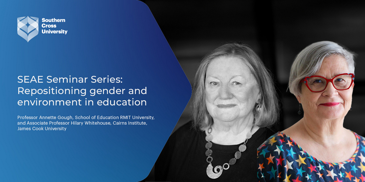 Join us May 1, 12:30 PM AEST for "Repositioning Gender &amp; Environment in Education" with Prof Gough &amp; Assoc Prof Whitehouse. Explore key issues and solutions. 

Register here: scu.edu.au/education/even…

#GenderAndEnvironment #EducationChange