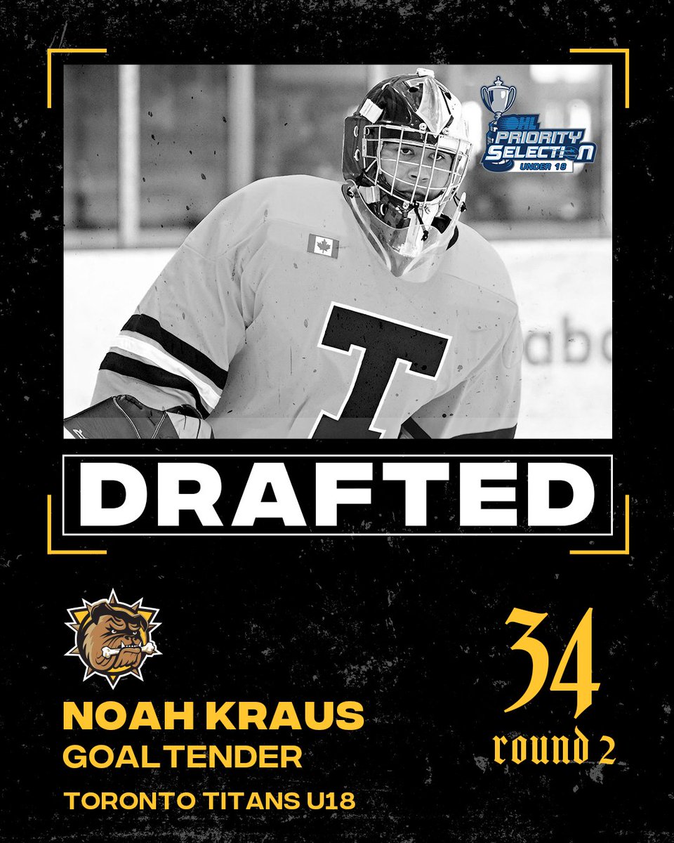 With the 34th Overall Selection in the #OHLU18Draft the Brantford Bulldogs are excited to welcome Noah Kraus from the Toronto Titans U18!

#BFD #WeAreBrantford #OHL