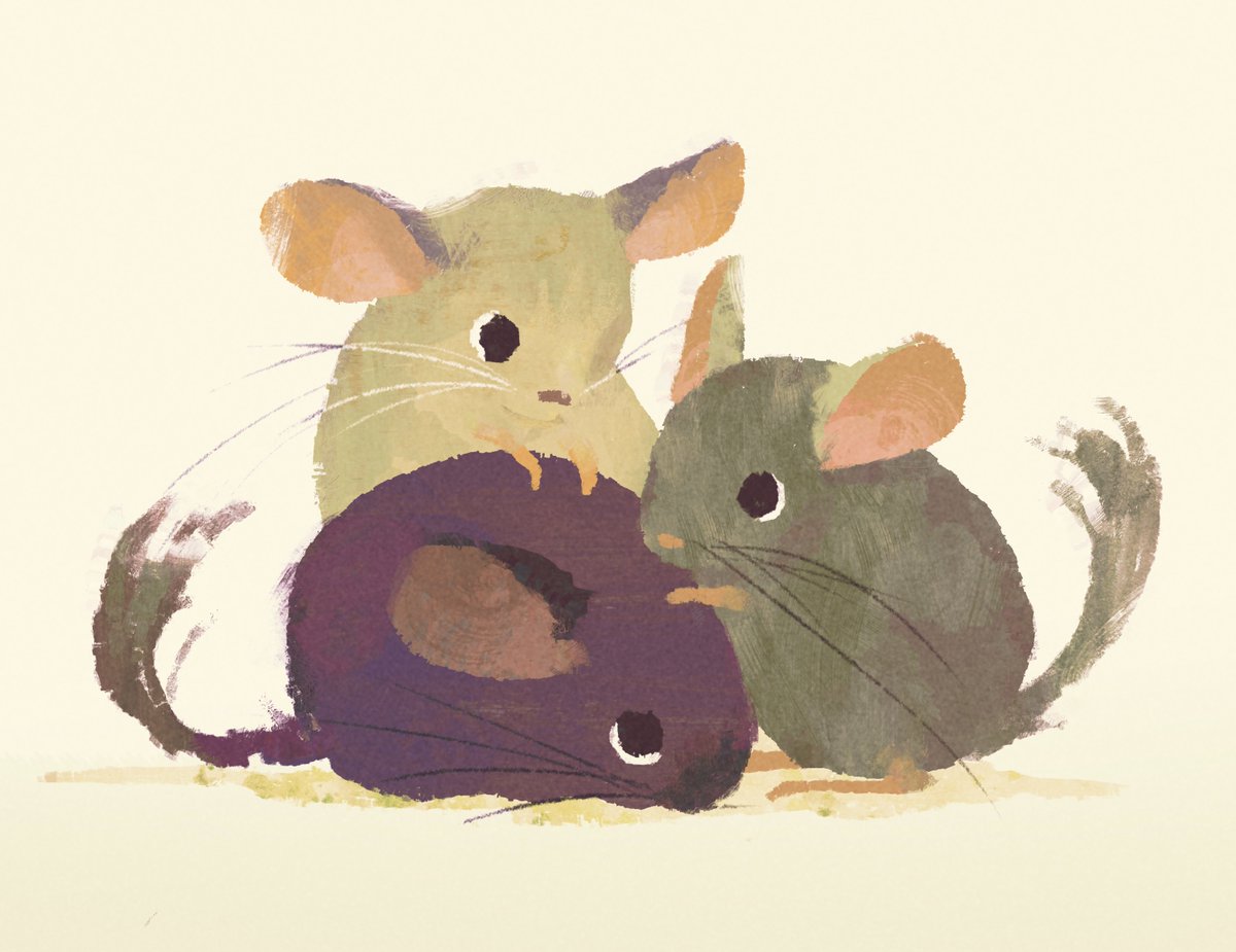 It's my friend and fellow Magic AD's birthday today (I won't name names cause she might be shy) but I did a little portrait of her 3 chinchillas as a bday present 💛