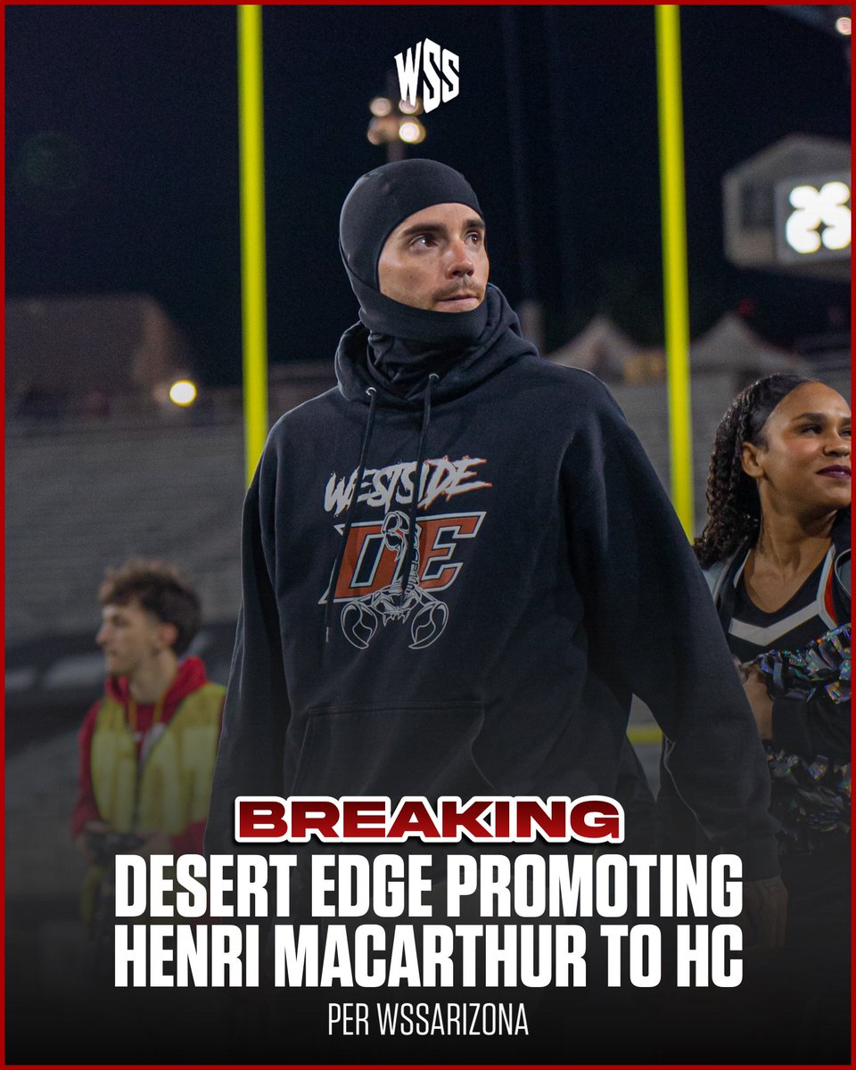 BREAKING: Desert Edge Football is promoting Varsity DB Coach Henri MacArthur (@azcoachhenri) to be their next HC, players tell WSSArizona. #WSSAZ