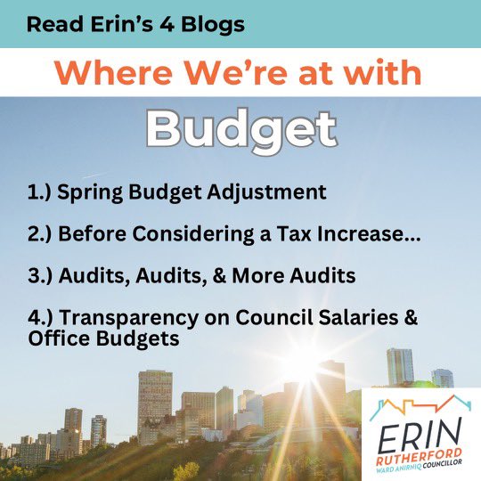 Check out the links below for a blog series with information related to the budget and recent inquiries to my office. 👇#yeg #yegcc #yegbudget I’d love your thoughts. 

- erinrutherford.ca/updates-blog/s…

- erinrutherford.ca/updates-blog/b…

- erinrutherford.ca/updates-blog/a…

- erinrutherford.ca/updates-blog/c…