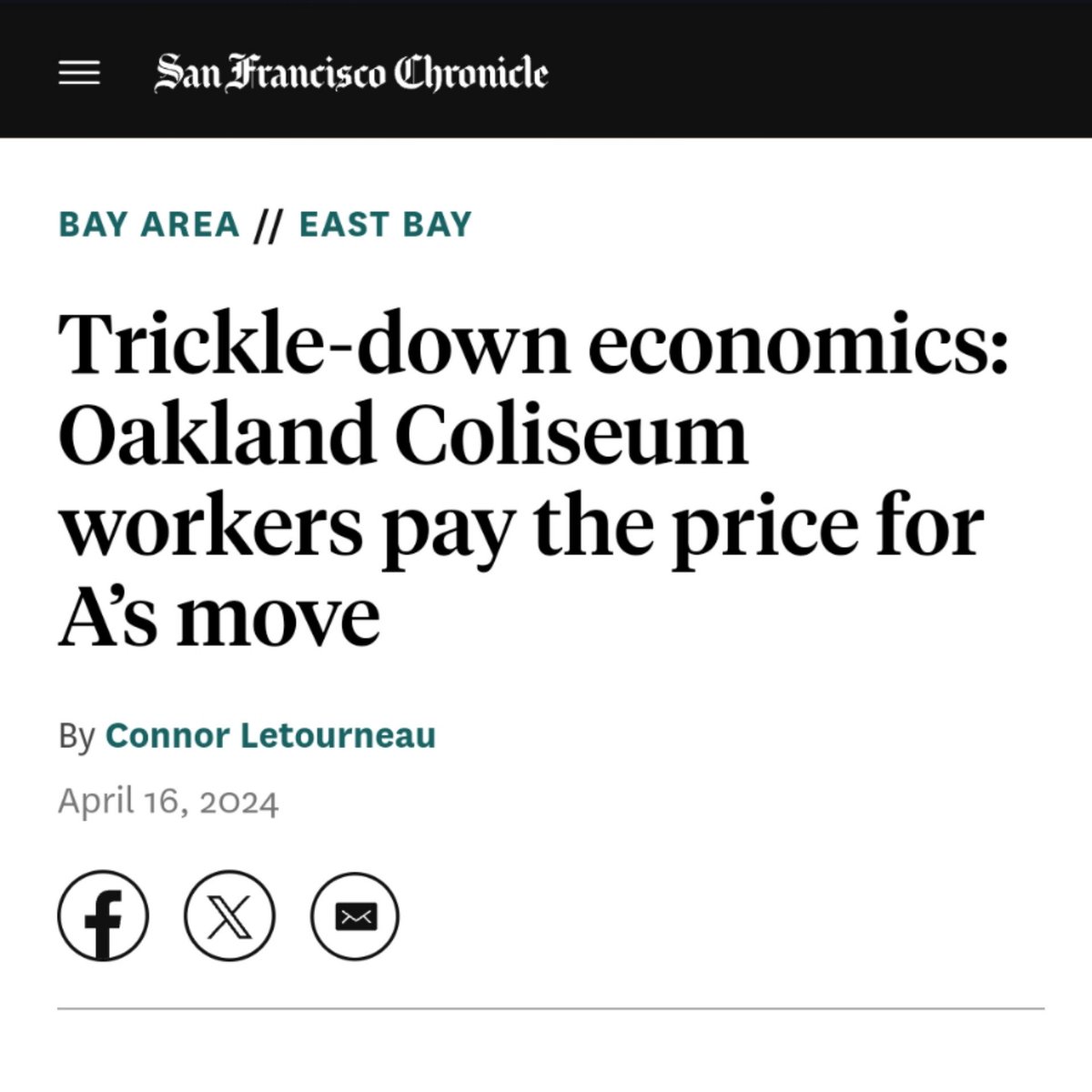Local 2 members at the Oakland Coliseum are speaking up about the imminent threat of job-loss with little to no support. Shame on John Fisher and the MLB for abandoning hundreds of loyal food service workers! Read more: sfchronicle.com/eastbay/articl…