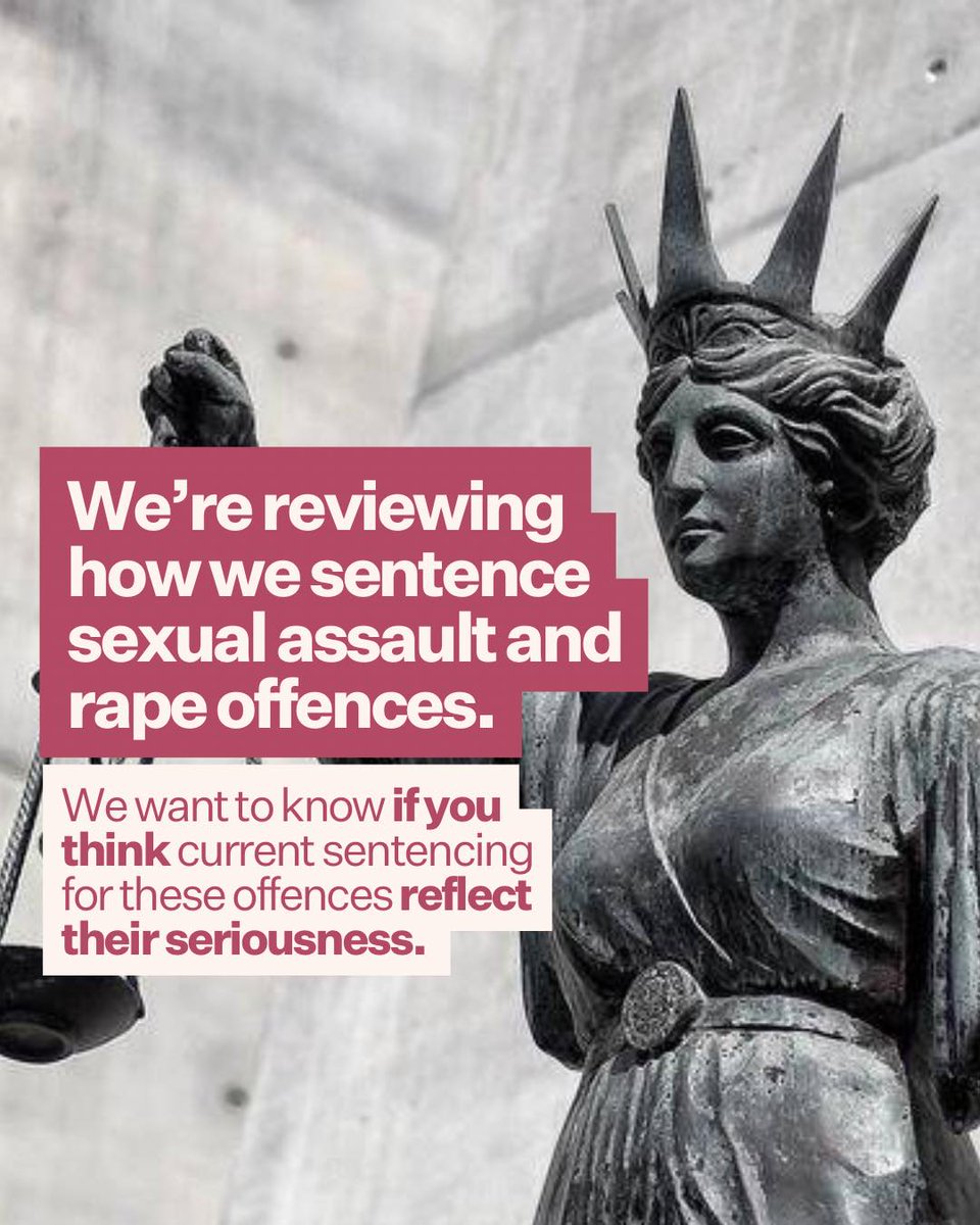 We’re reviewing how we sentence sexual assault & rape offences, & we’re inviting you to contribute. Laws against rape were made to protect a man’s ‘property', not to protect women. The survey asks 25 questions, and you can complete it anonymously online: tinyurl.com/abtrca4y