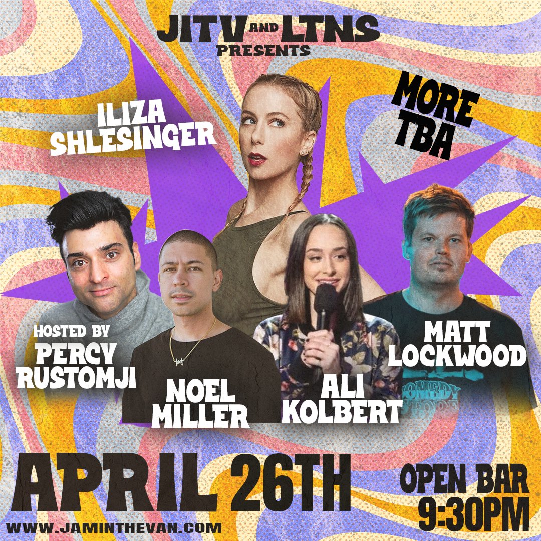 We’re thrilled to be adding the hilarious <a href="/thenoelmiller/">adriana</a> to this already stacked lineup! Don’t miss this sensational Open Bar show at our headquarters in #culvercity next Friday! Tickets here: jaminthevan.com/show/jam-in-th… #jaminthevan #openbar #standupcomedy #longtimenosee