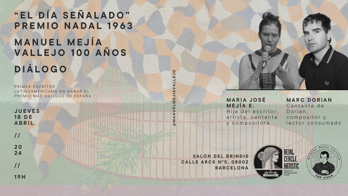Hoy jueves, 18 de abril 19h, en el Reial Cercle Artistic de Barcelona
@MarcDorian conversa conmigo, Maria José Mejía @belladonnawild sobre El Día Señalado, de Manuel Mejía Vallejo, Premio Nadal 1963 y entre otros  
 @Dorian_Oficial.