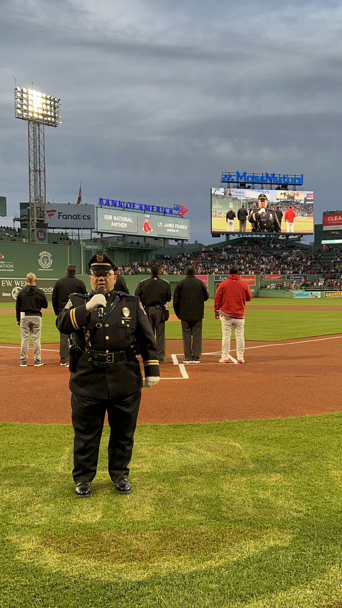 Tonight <a href="/NortonMaPolice/">Norton Police Dept.</a> Lt. Jim Franco performed the National Anthem at the Boston Red Sox Law Enforcement appreciation game.