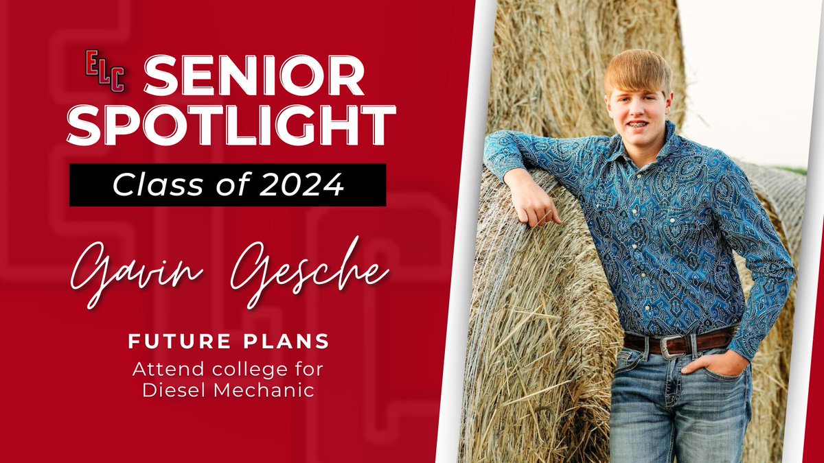 🎓 Gavin Gesche is our next senior spotlight for the Class of 2024! Gavin plans to attend college next fall for diesel mechanics. Congratulations, Gavin, on your next journey! 🎉