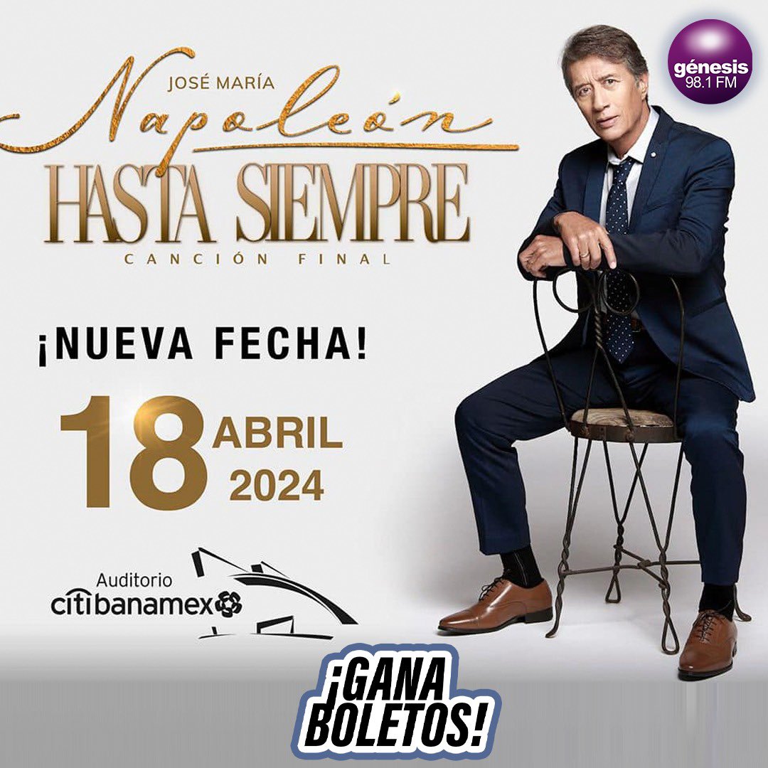 No te quedes sin tus accesos para ver a Napoleón y disfrutar de sus más grandes éxitos en vivo🤩🎤 Para participar ✅Comenta tu nombre completo ✅Menciona a tu acompañante ✅Y escribe algún artista con el que haya colaborado ¡Suerte!🥳🤞🏻