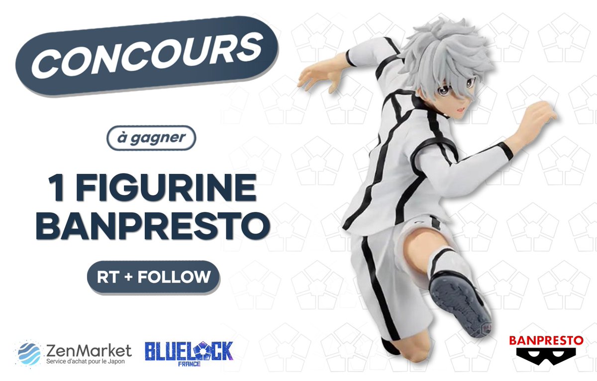 BlueLockFrance's tweet photo. 🎁 CONCOURS 🎁

À l'occasion de la sortie du film Blue Lock : Episode Nagi au Japon, on vous fait gagner 1 figurine de Nagi Seishiro ! ⚽️🎉

Pour participer :

❤️ Follow @BlueLockFrance &amp; @zenmarket_fr
🔄 Retweet ce tweet

TAS : 25/04 ⏳ https://t.co/LpHj3BHDeO