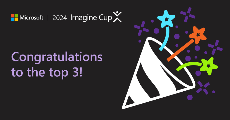 MSFTImagine's tweet photo. Congratulations to the 3 teams advancing to the #ImagineCup World Championship — FROM YOUR EYES, JRE &amp; PlanRoadmap!

Follow these teams as they compete for the title at #MSBuild this May. Learn about their projects &amp; the student entrepreneurs behind them: https://t.co/WvGoS1XUUO.