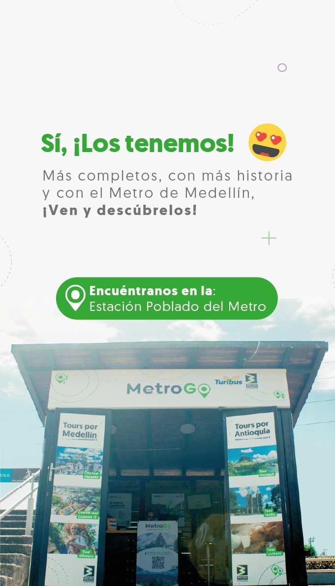 metrodemedellin's tweet photo. ¿Qué plan harás el próximo fin de semana? 🤔 Te invitamos a acercarte a nuestro punto de #MetroGo en alianza con Turibus y descubrir los planes que tenemos para ti. 😎
Aquí 👇 te compartimos uno: ir a conocer la transformación en la zona norte de la ciudad. 🚈 https://t.co/wJA0xx9NsV