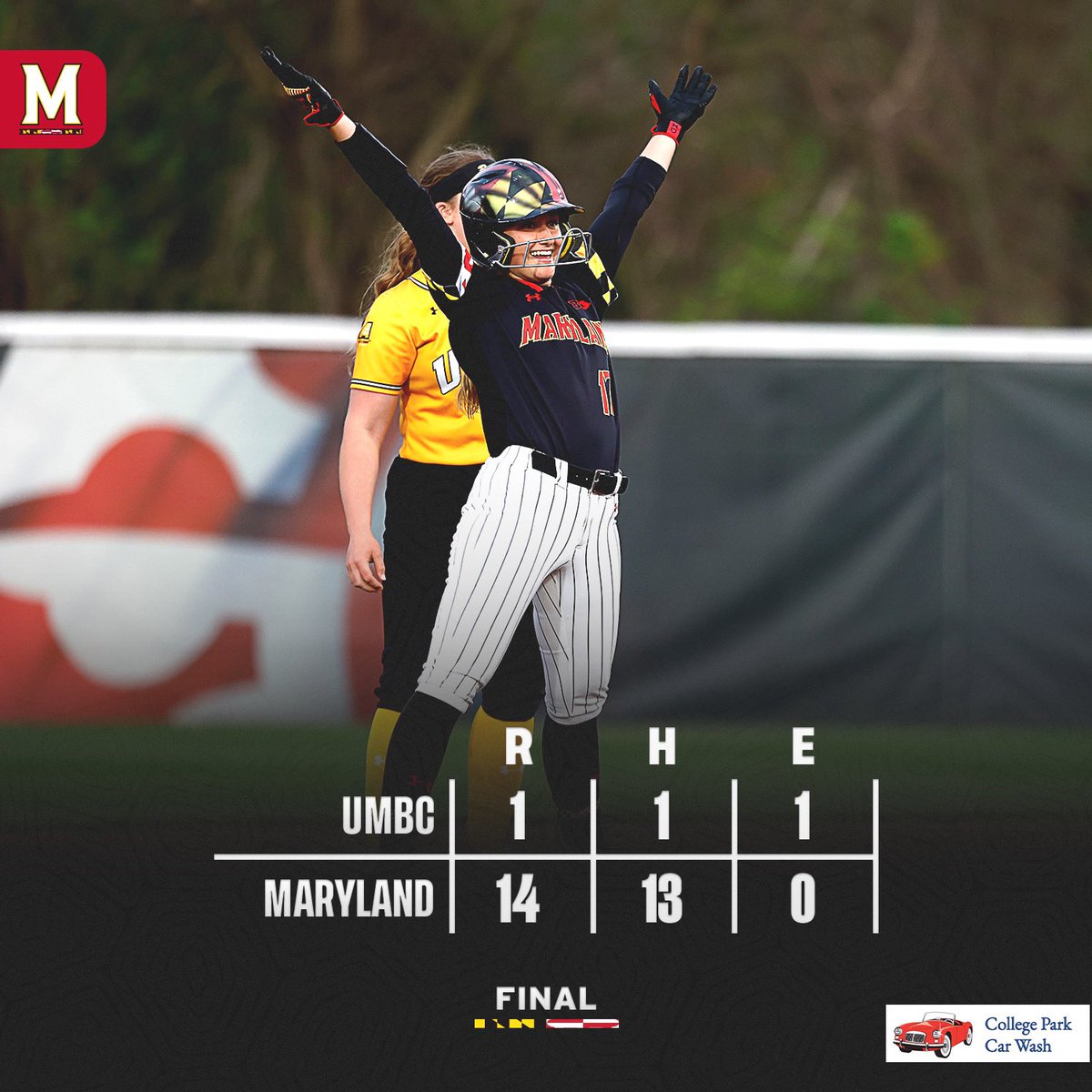 𝐓𝐞𝐫𝐩𝐬 𝐖𝐈𝐍 🐢 Maryland 14, UMBC 1 🐢: Mazie MacFarlane goes 2-3 with 3 RBI’s 🐢: Delaney Reefe goes 2-3 with 3 RBI’s 🐢: Jaeda McFarland goes 1-3 with 2 RBI’s 🐢: Bri Godfrey pitches CG with 4 K’s 📰: go.umd.edu/3UmiJbs #FearTheTurtle