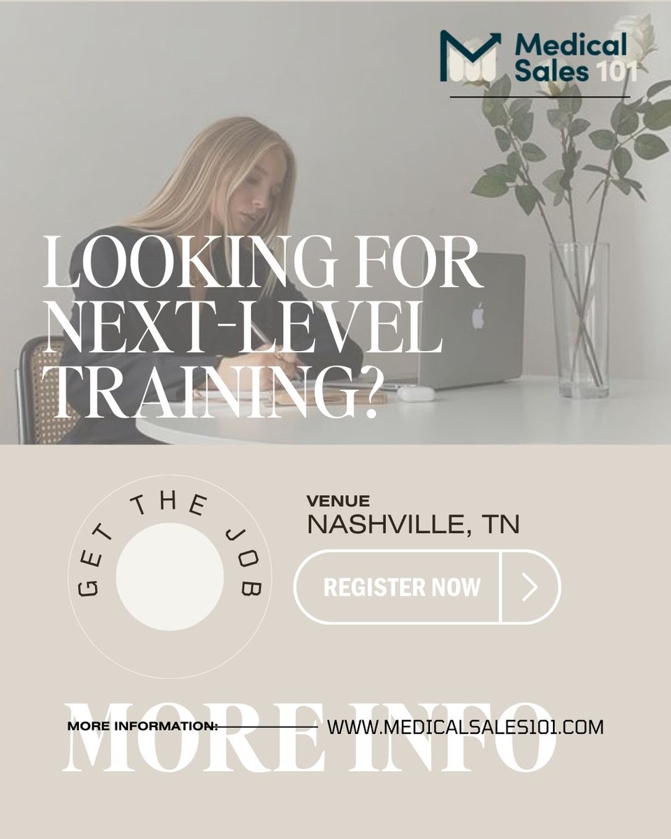 NEW Event coming in 2024 in Nashville! Are you a new college graduate or currently working in sales but looking to advance your career? Join the waitlist medicalsales101.myflodesk.com/breakintomedic… 
#medicalsales #medsales #medicalsalestraining #medicalsalescourses #getthejob