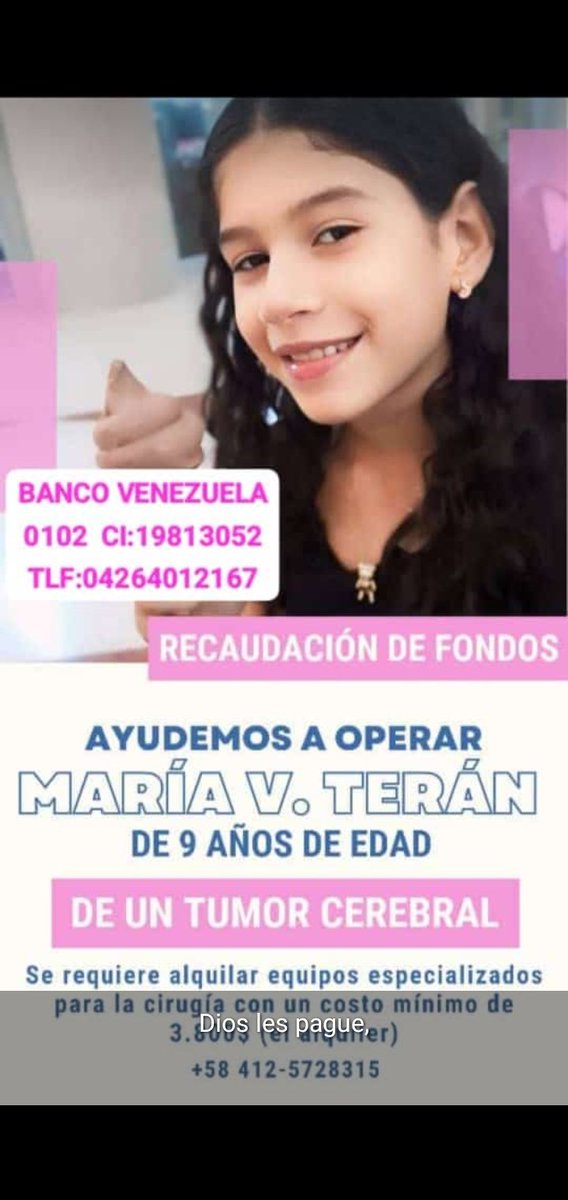 raymar_maria's tweet photo. Esta niña requiere ser operada urgentemente de un tumor,cada granito cuenta,dios les multiplique https://t.co/CNjoSvGqob