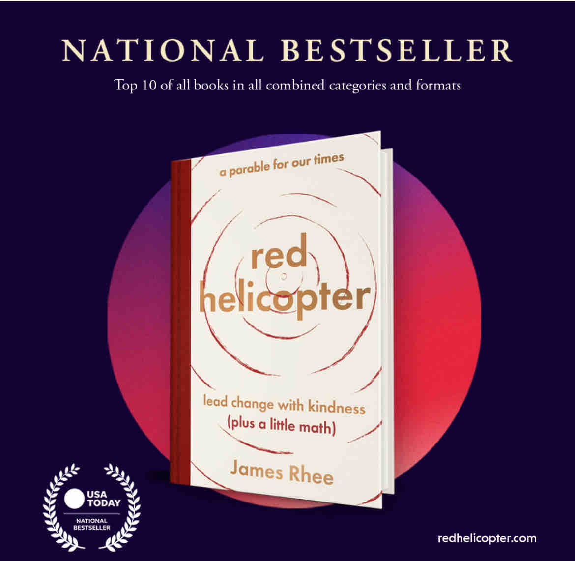 Congratulations to our friend @iamjamesrhee on his book making #7 on USA TODAY Top 10! . Meet him this September @2024SBDC in Atlanta. #redhelicopter #kindness