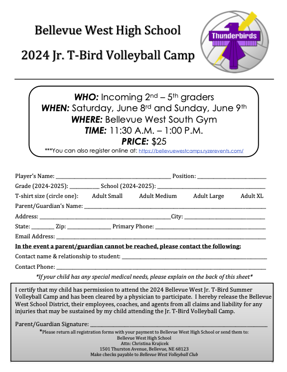 Interested in attending Summer Camps at Bellevue West? Registration is now open!!!! bellevuewestcamps.ryzerevents.com