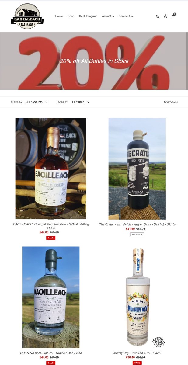 🔥Big Spring Sale-20% OFF🔥 All bottles in stock Come get a bargain Free Delivery - Get the last of the Mulroy Bay Bottlings - Irish Gin - Irish Poitín - Irish Rum #bigsale #bigdiscount