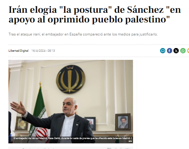 👏👏👏¡FELICIDADES 🐀🔴#culorotopor7votos @sanchezcastejon @PSOE . Siempre te felicitan los 'MEJORES'! Irán elogia 'la postura' de Sánchez 'en apoyo al oprimido pueblo palestino' Tras el ataque iraní, el embajador en España compareció ante los medios para justificarlo.…