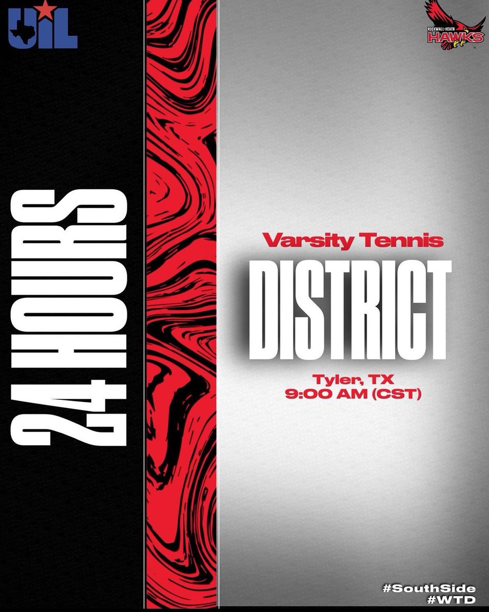 Less than 24 hours before the district tournament starts in Tyler!! Let’s #WTD #SouthsideTough 🎾