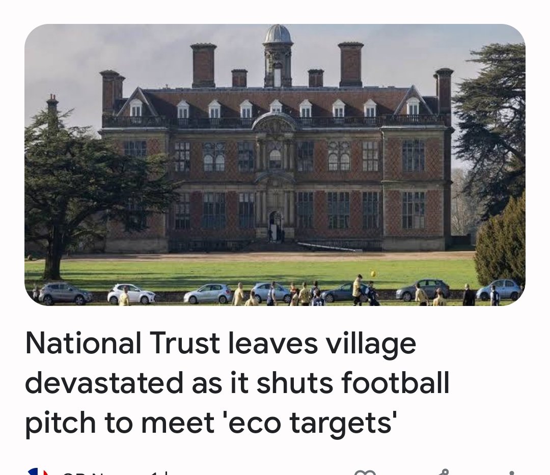 National Trust being complete********. 100 years of sports field being turned into 'biodiversity space' despite previous owners bequest to village