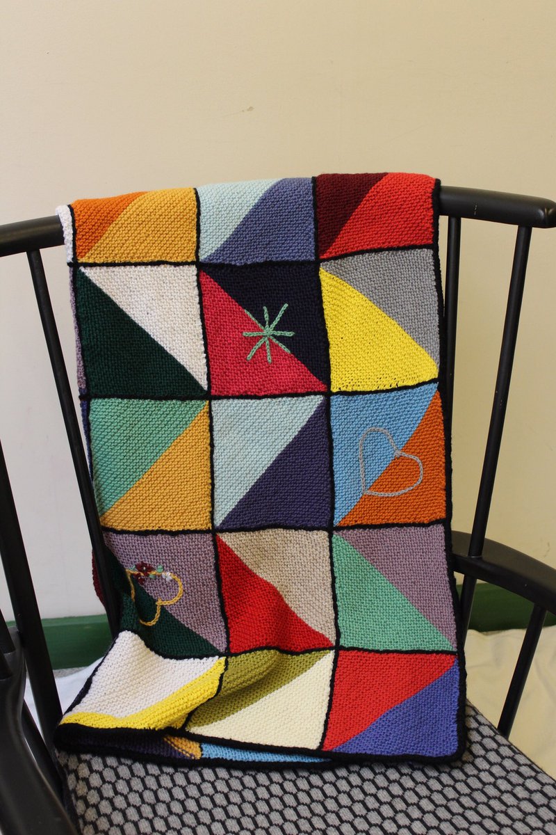 knittedjanie's tweet image. I’ve just completed designing and hand knitting a wool knee blanket for an @InspireNotts Care Squares project #woolhour