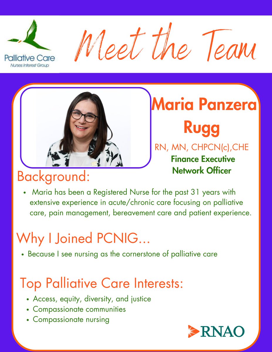 Meet the PCNIG Executive Team - Part 2!
As we start to think about welcoming new Executives, we want highlight our current #ExecutiveTeam.

Meet @mruggMrugg and @MahoganieHines!

Visit our website: lnkd.in/eKJr_UGu
#PCNIG #NurseLeaders #PalliativeCare #RNAO