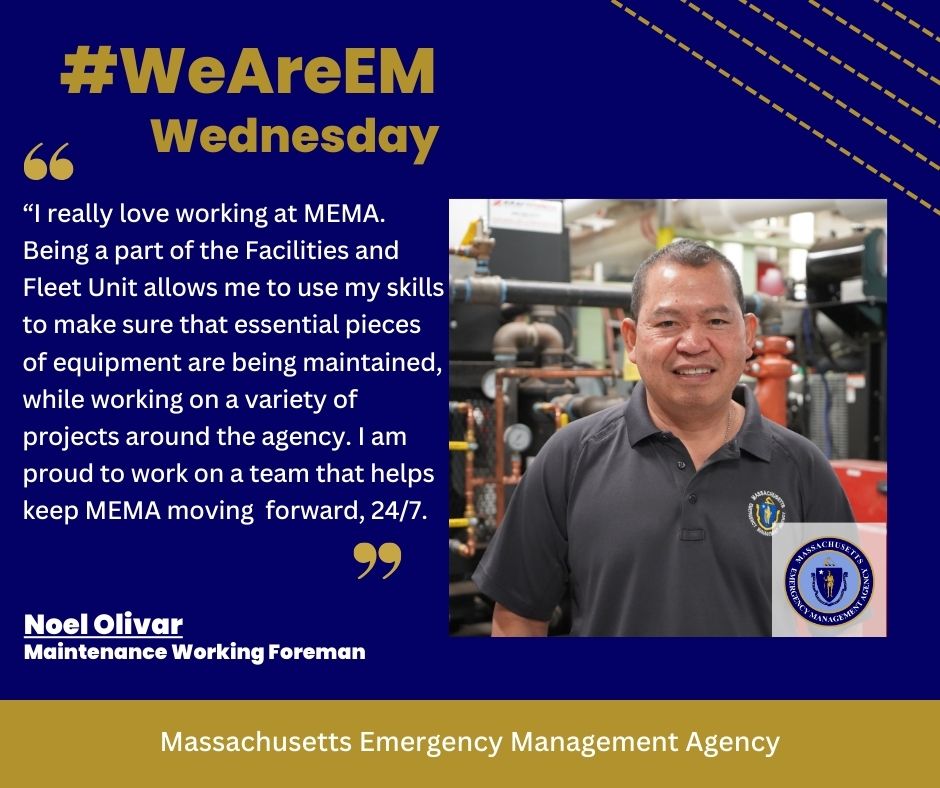 MEMA’s Facilities and Fleet Unit maintains key equipment, vehicles, two Mobile Emergency Operations Centers, and ensures the MEMA bunker is operational 24/7 day-to-day and during a variety of disasters and emergencies. #WeAreEM